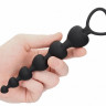 Черная анальная елочка Anal Heart Beads - 18,5 см.