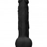 Черный фаллоимитатор Realistic Cock With Scrotum - 24 см.