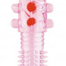 Гелевая розовая насадка с шариками и шипами - 14 см.