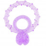 Фиолетовое кольцо с подхватом мошонки и клиторальным язычком BASICX TPR DOUBLE COCKRING