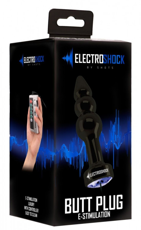 Темно-серая анальная пробка с электростимуляцией  E-Stim - 11,2 см.
