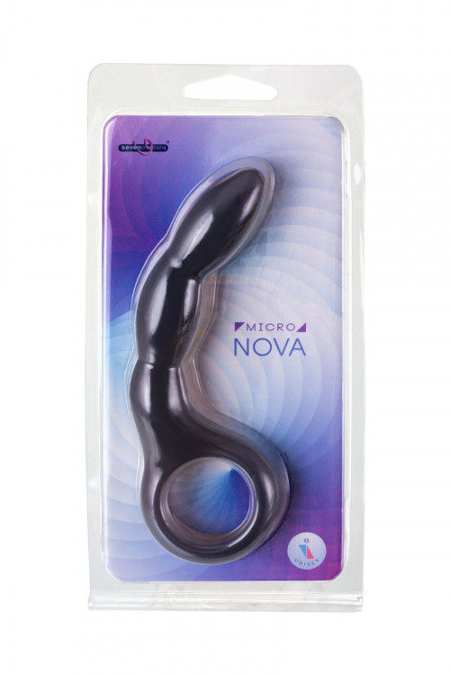 Изогнутый анальный стимулятор с ручкой-кольцом Micro NOVA - 13,5 см.