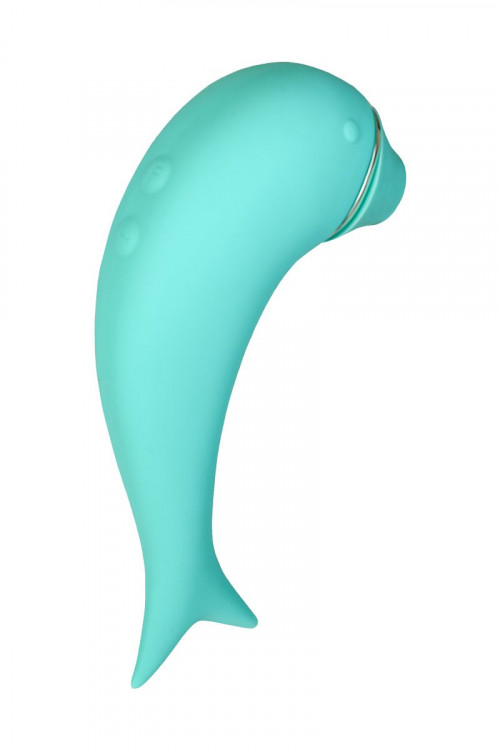 Бирюзовый вакуум-волновой стимулятор клитора Dolphin с вибрацией
