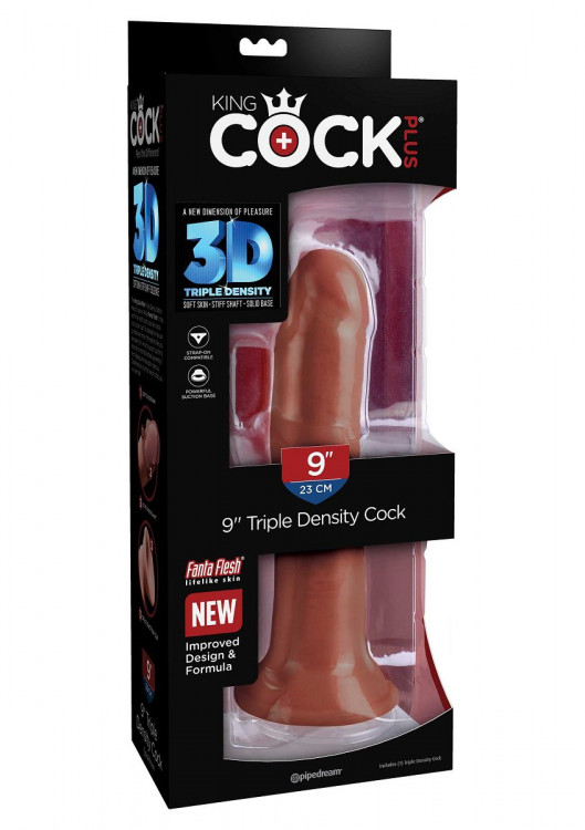Коричневый фаллоимитатор на присоске 8  Triple Density Cock - 24,1 см.