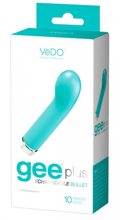 Бирюзовый мини-вибромассажер VeDO Gee Plus - 12 см.