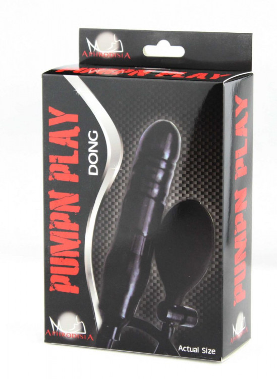Черный фаллоимитатор с грушей Pump Up Dong - 17 см.