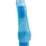 Голубой водонепроницаемый вибратор JELLY JOY ROUGH RIDGES MULTISPEED VIBE - 18 см.