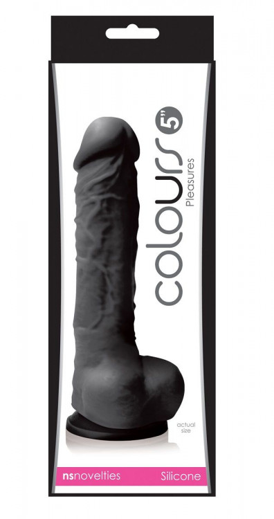 Черный фаллоимитатор Pleasures 5  Dildo - 17,8 см.