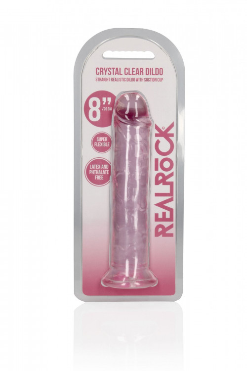 Розовый фаллоимитатор Crystal Clear на присоске - 22 см.