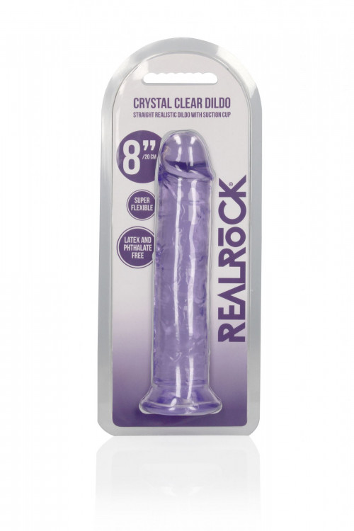 Фиолетовый фаллоимитатор Crystal Clear на присоске - 22 см.