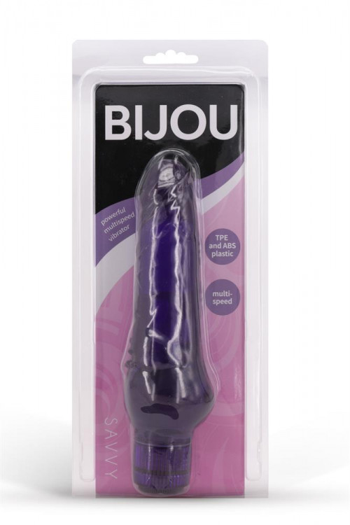 Фиолетовый водонепроницаемый вибратор BIJOU SAVVY - 17,5 см.