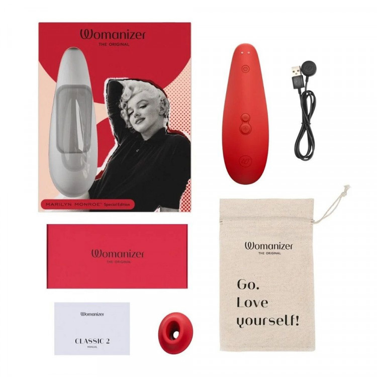 Красный бесконтактный клиторальный стимулятор Womanizer Marilyn Monroe Special Edition