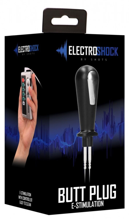 Черный электростимулятор с проводящей насадкой E-Stim Butt Plug - 8 см.