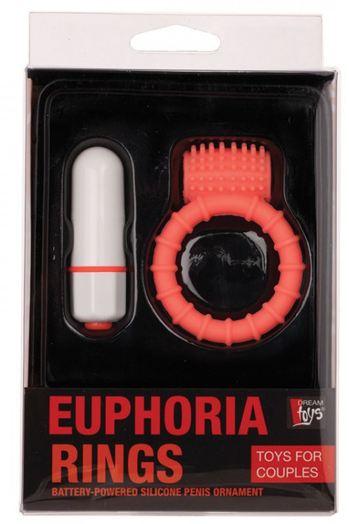Оранжевое эрекционное виброкольцо с пупырышками NEON EUPHORIA CLITORAL RING ORANGE