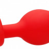 Красная анальная пробка с прозрачным стразом Diamond Heart Butt Plug - 7,3 см.