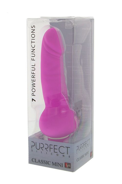 Розовый вибратор-реалистик PURRFECT SILICONE CLASSIC MINI - 14 см.
