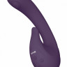 Фиолетовый вибромассажер Miki со стимулятором клитора - 17 см.