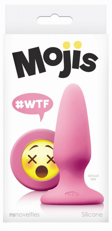 Розовая силиконовая пробка среднего размера Emoji WTF - 10,2 см. 
