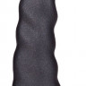 Женский страпон с чёрной насадкой и вагинальной пробкой - 17,5 см.