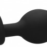 Черная анальная пробка с прозрачным стразом Large Ribbed Diamond Heart Plug - 8 см.