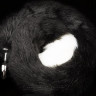 Серебристая анальная пробка с черным хвостом 