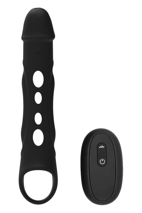 Черная насадка-удлинитель Vibrating Extender With Remote с вибрацией