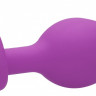 Фиолетовая анальная пробка с прозрачным стразом Large Ribbed Diamond Heart Plug - 8 см.