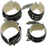 БДСМ-набор в черном цвете: наручники, поножи, ошейник с поводком, кляп