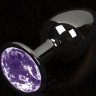 Графитовая анальная пробка с фиолетовым кристаллом - 8,5 см.