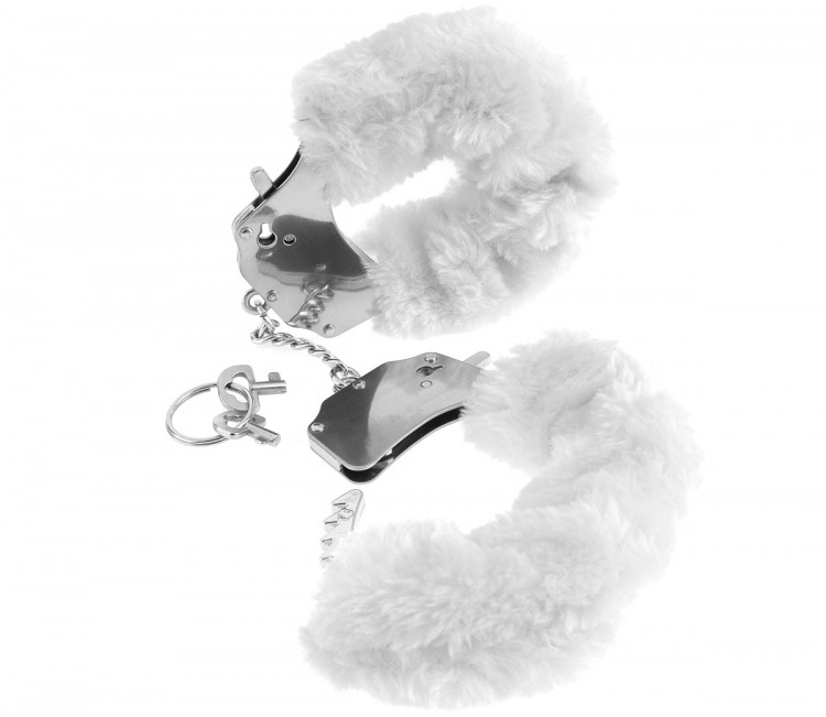 Металлические наручники с белым мехом Original Furry Cuffs