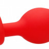 Красная анальная пробка с прозрачным стразом Large Ribbed Diamond Heart Plug - 8 см.