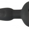 Черный анальный стимулятор с вибрацией и пультом ДУ - 14,9 см.