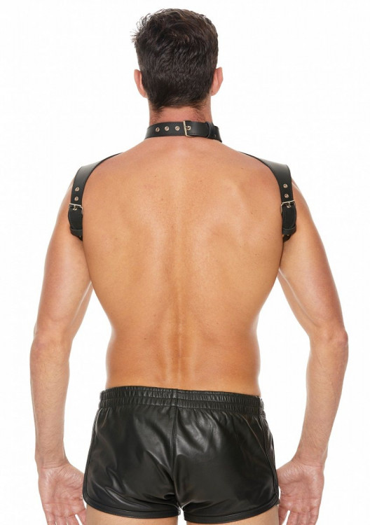Черная мужская портупея Men Harness With Neck Collar