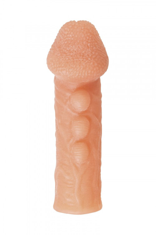 Телесная закрытая насадка с шишечками Cock Sleeve Size S - 13,8 см.