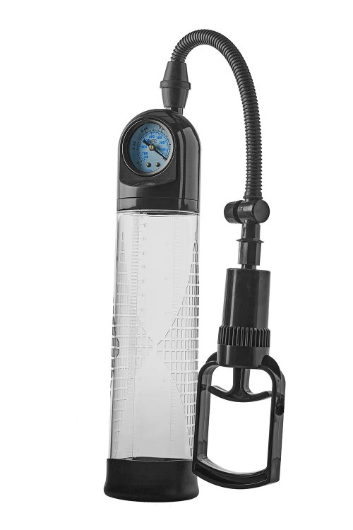 Прозрачная вакуумная помпа с манометром Deluxe Penis Pump