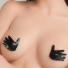 Чёрные пэстисы Hands в форме ладошек с пайетками