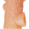 Телесная закрытая насадка с шишечками Cock Sleeve Size L - 17,6 см.