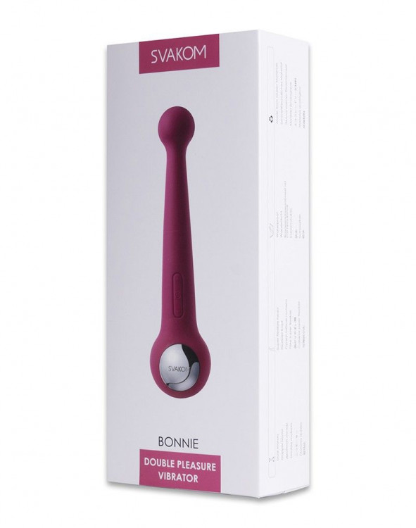 Вибратор Bonnie Plum Red с 2 моторами и гнущейся головкой - 20 см.