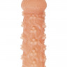 Телесная закрытая насадка с пучками шишечек Cock Sleeve Size S - 13,8 см.