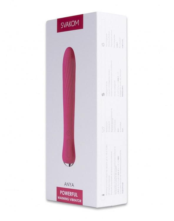 Вибратор со спиралевидным рельефом и функцией нагрева Anya Plum Red - 19,6 см.