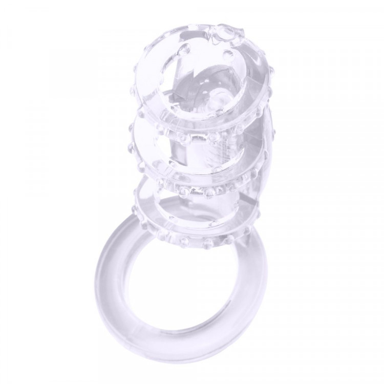 Прозрачная насадка-клетка с вибрацией Vibrating Cock Cage - 7,6 см.
