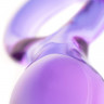 Фиолетовый стеклянный фаллоимитатор с ручкой-кольцом - 17,5 см.
