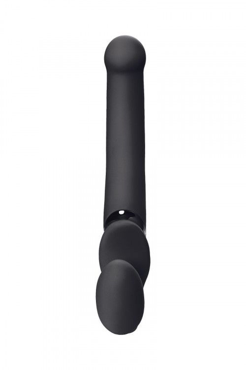Черный безремневой вибрострапон Silicone Bendable Strap-On M