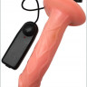 Универсальный телесный страпон с мини-вагиной и вибрацией - 19,5 см.