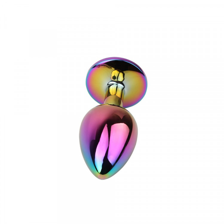 Радужная металлическая пробка Jewelled Metel Butt Plug - 7,1 см.