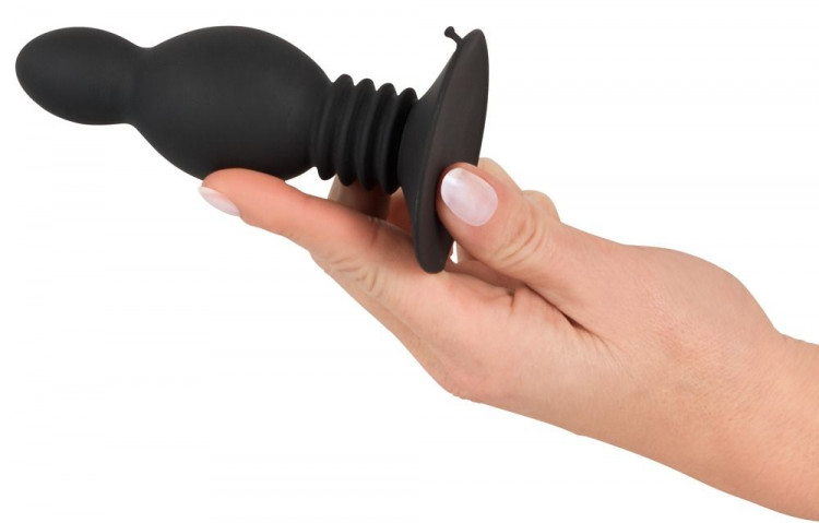 Черная анальная пробка с пружинным механизмом Bouncing Plug - 11,8 см.