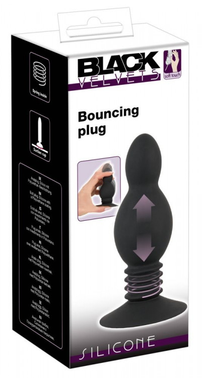 Черная анальная пробка с пружинным механизмом Bouncing Plug - 11,8 см.