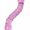 Двусторонний розовый фаллос  с рёбрами и точками - 19,5 см.