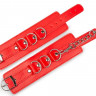 Красные наручники на застежках с цепочкой 
