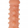 Телесная закрытая насадка с шариками Cock Sleeve Size S - 13,8 см.